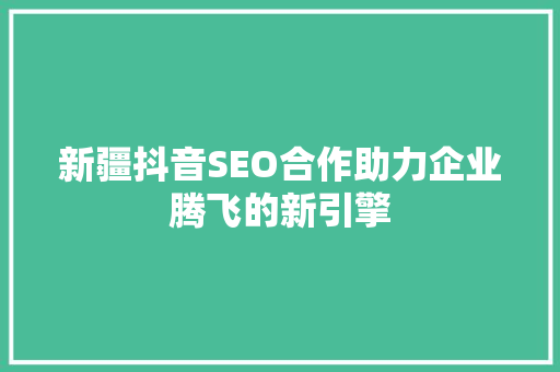新疆抖音SEO合作助力企业腾飞的新引擎
