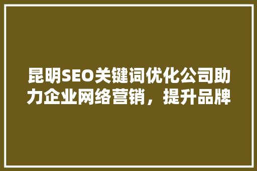 昆明SEO关键词优化公司助力企业网络营销，提升品牌影响力