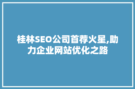 桂林SEO公司首荐火星,助力企业网站优化之路