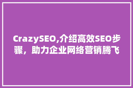 CrazySEO,介绍高效SEO步骤，助力企业网络营销腾飞