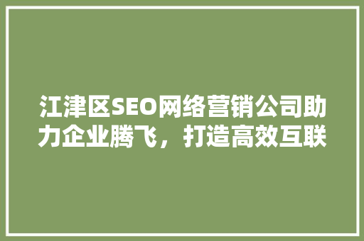 江津区SEO网络营销公司助力企业腾飞，打造高效互联网营销步骤
