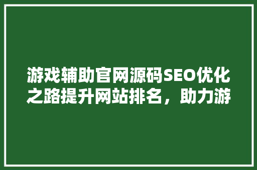 游戏辅助官网源码SEO优化之路提升网站排名，助力游戏产业腾飞