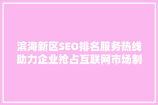 滨海新区SEO排名服务热线助力企业抢占互联网市场制高点