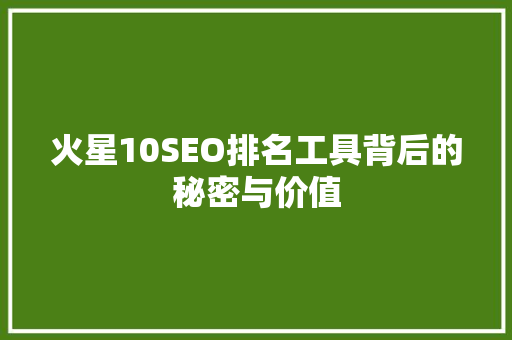 火星10SEO排名工具背后的秘密与价值