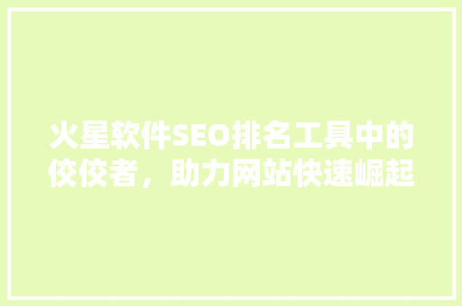 火星软件SEO排名工具中的佼佼者，助力网站快速崛起
