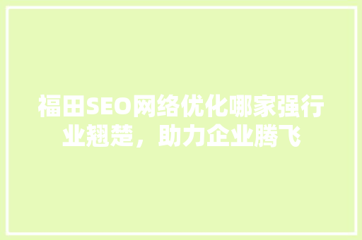 福田SEO网络优化哪家强行业翘楚，助力企业腾飞