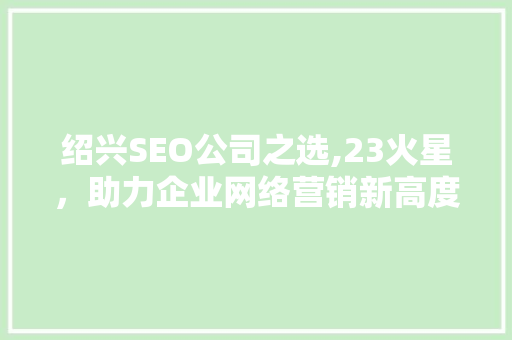 绍兴SEO公司之选,23火星，助力企业网络营销新高度
