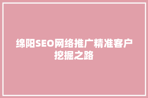 绵阳SEO网络推广精准客户挖掘之路