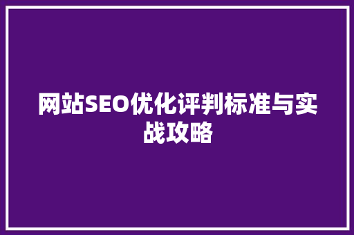 网站SEO优化评判标准与实战攻略