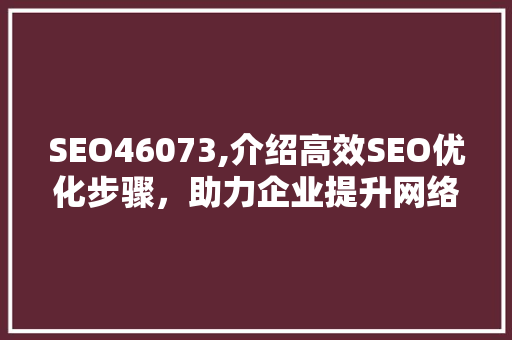 SEO46073,介绍高效SEO优化步骤，助力企业提升网络曝光度