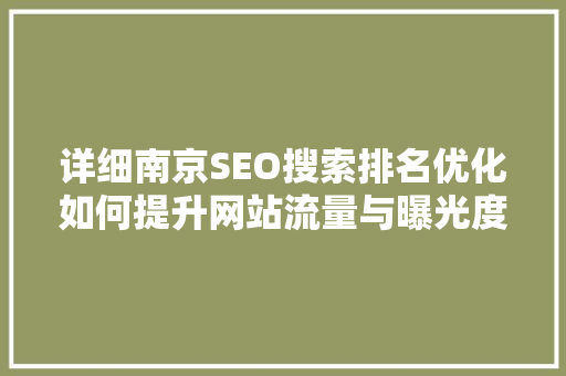 详细南京SEO搜索排名优化如何提升网站流量与曝光度