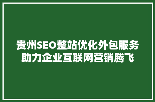 贵州SEO整站优化外包服务助力企业互联网营销腾飞