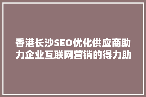 香港长沙SEO优化供应商助力企业互联网营销的得力助手