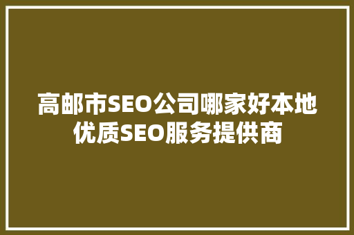 高邮市SEO公司哪家好本地优质SEO服务提供商  第1张