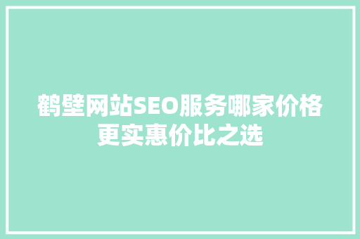 鹤壁网站SEO服务哪家价格更实惠价比之选