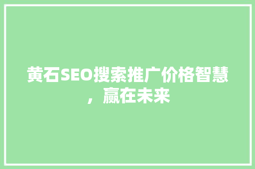 黄石SEO搜索推广价格智慧，赢在未来  第1张