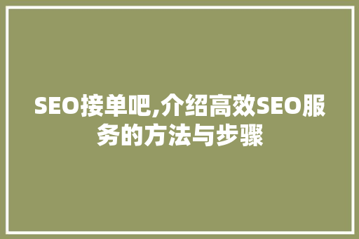 SEO接单吧,介绍高效SEO服务的方法与步骤