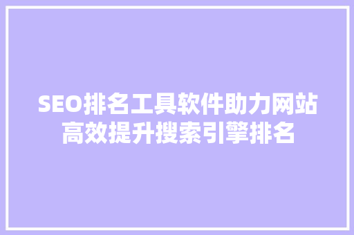 SEO排名工具软件助力网站高效提升搜索引擎排名