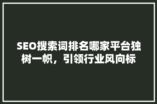 SEO搜索词排名哪家平台独树一帜，引领行业风向标