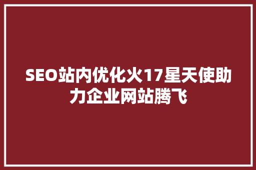 SEO站内优化火17星天使助力企业网站腾飞