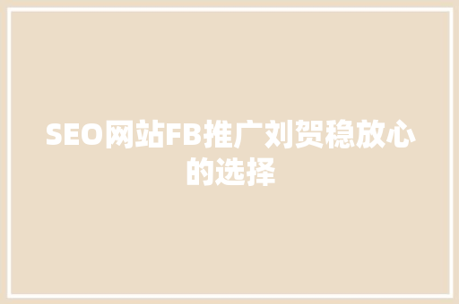 SEO网站FB推广刘贺稳放心的选择