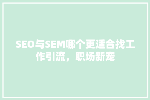 SEO与SEM哪个更适合找工作引流，职场新宠
