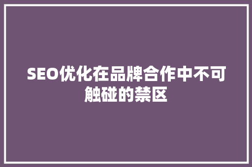 SEO优化在品牌合作中不可触碰的禁区