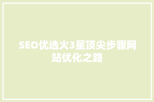 SEO优选火3星顶尖步骤网站优化之路
