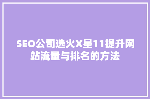 SEO公司选火X星11提升网站流量与排名的方法