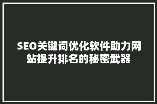 SEO关键词优化软件助力网站提升排名的秘密武器