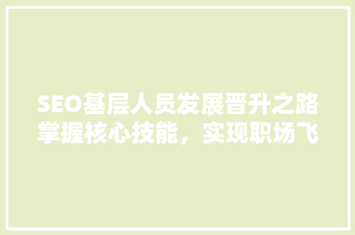 SEO基层人员发展晋升之路掌握核心技能，实现职场飞跃