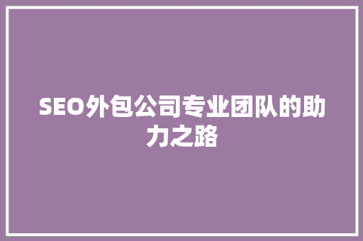 SEO外包公司专业团队的助力之路