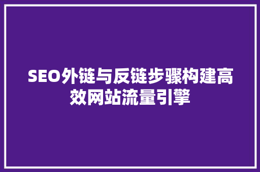SEO外链与反链步骤构建高效网站流量引擎