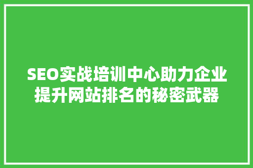 SEO实战培训中心助力企业提升网站排名的秘密武器