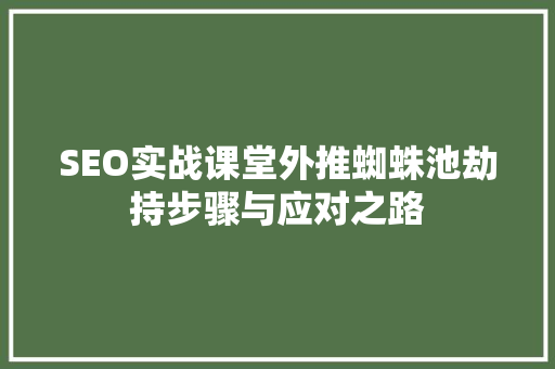 SEO实战课堂外推蜘蛛池劫持步骤与应对之路