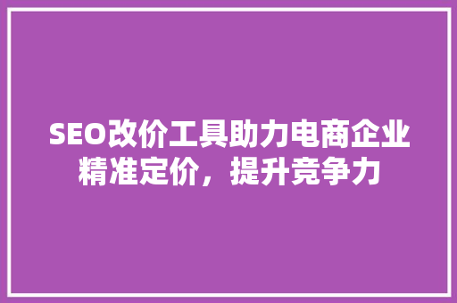 SEO改价工具助力电商企业精准定价，提升竞争力