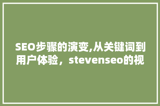 SEO步骤的演变,从关键词到用户体验，stevenseo的视角