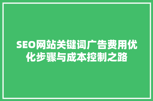 SEO网站关键词广告费用优化步骤与成本控制之路