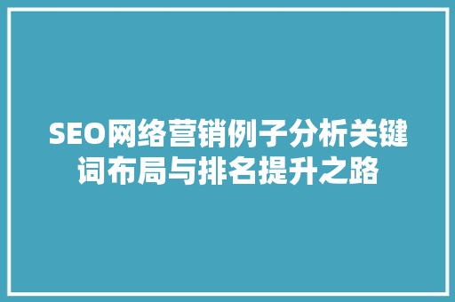 SEO网络营销例子分析关键词布局与排名提升之路