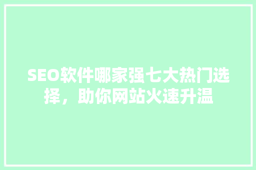 SEO软件哪家强七大热门选择，助你网站火速升温