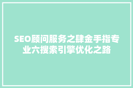 SEO顾问服务之肆金手指专业六搜索引擎优化之路