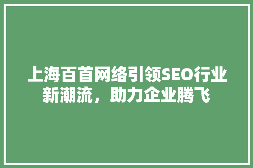 上海百首网络引领SEO行业新潮流，助力企业腾飞