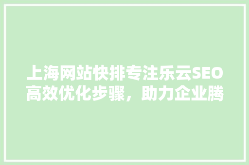 上海网站快排专注乐云SEO高效优化步骤，助力企业腾飞
