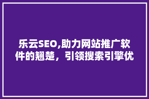 乐云SEO,助力网站推广软件的翘楚，引领搜索引擎优化新潮流