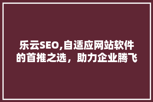 乐云SEO,自适应网站软件的首推之选，助力企业腾飞