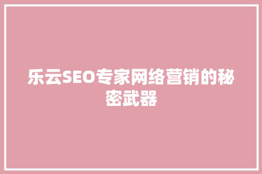 乐云SEO专家网络营销的秘密武器