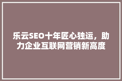 乐云SEO十年匠心独运，助力企业互联网营销新高度