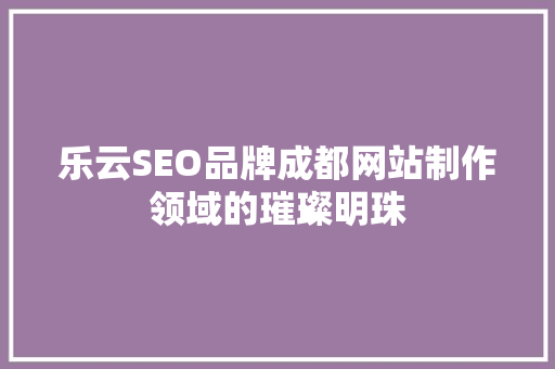 乐云SEO品牌成都网站制作领域的璀璨明珠