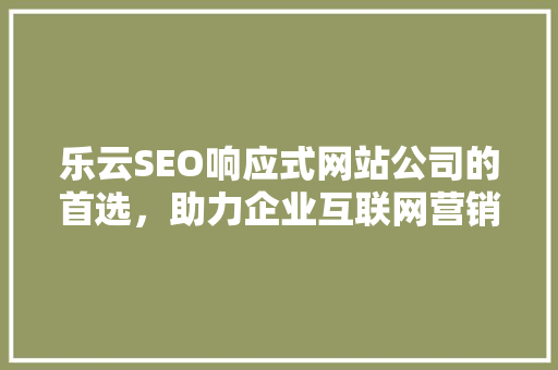 乐云SEO响应式网站公司的首选，助力企业互联网营销新篇章