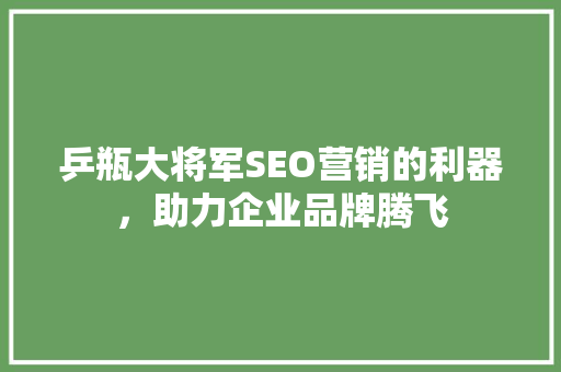 乒瓶大将军SEO营销的利器，助力企业品牌腾飞